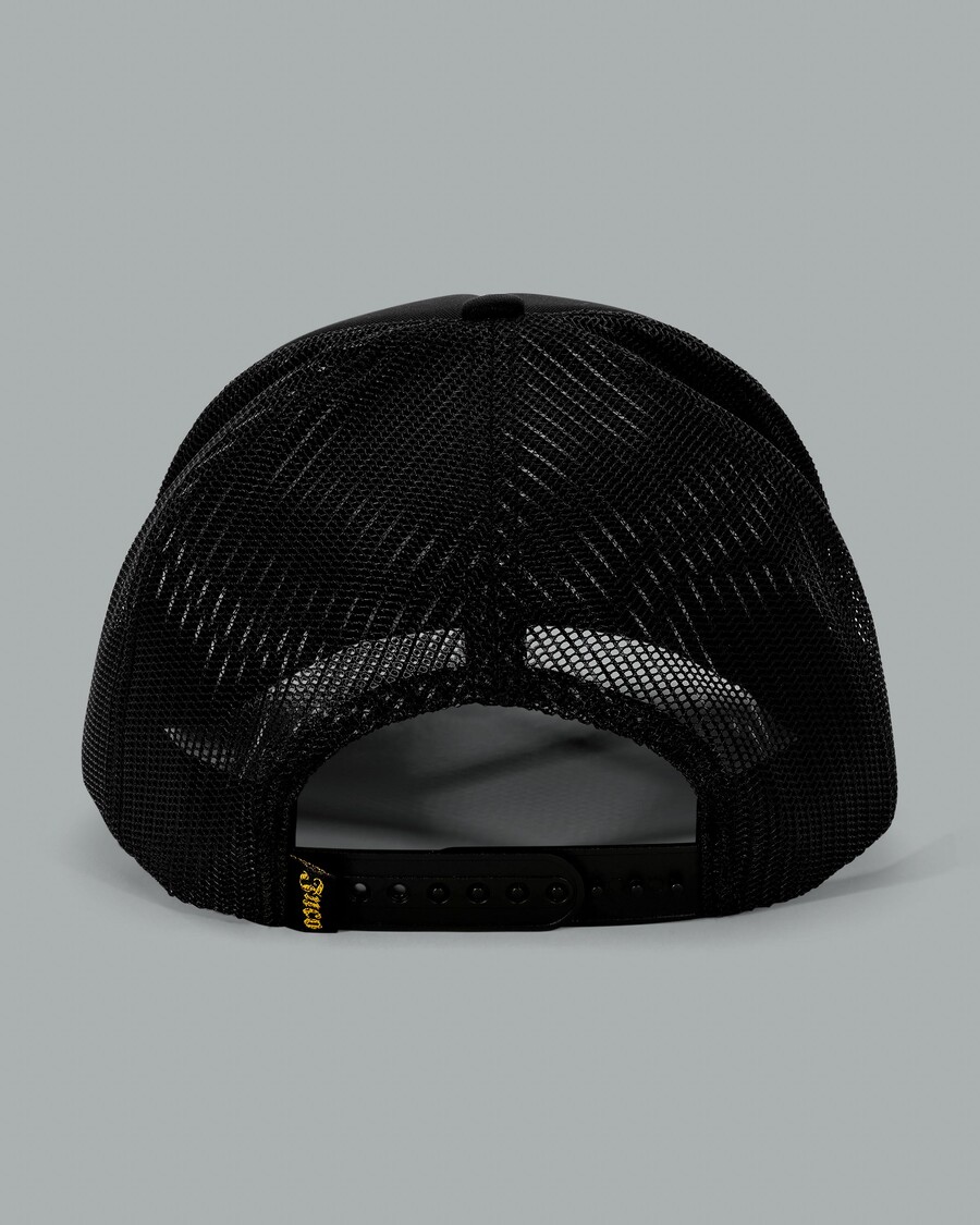 Jnco Tribal Trucker Hat. Black/ Gold.