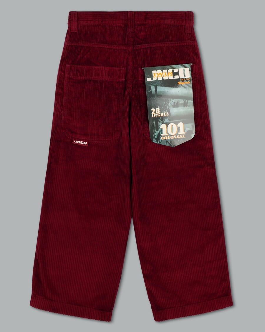 Jnco 101 Twin Cannon. 26". 4 Wale Corduroy. Burgundy.