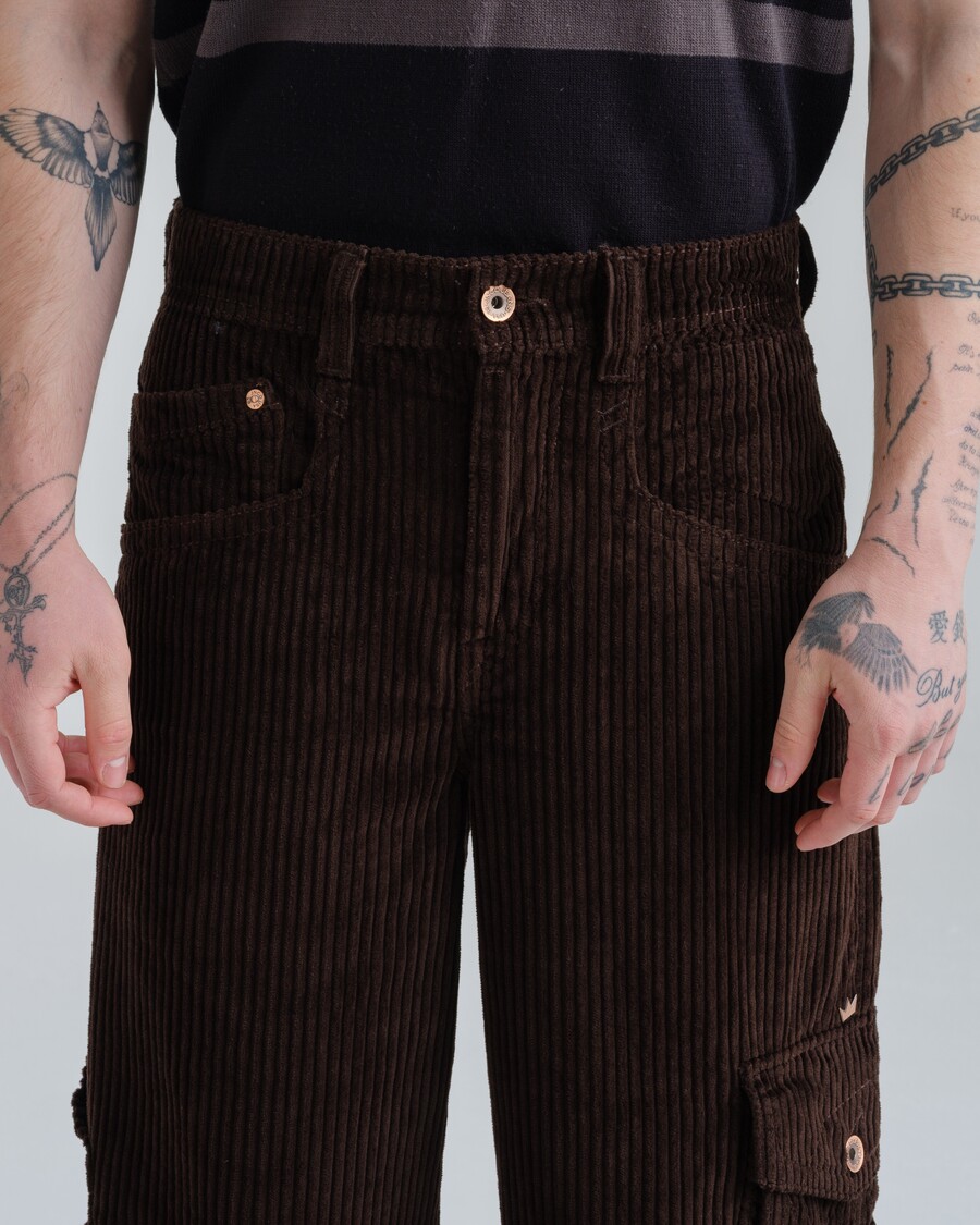 Jnco Torque Cargo Carpenter. 23". 4 Wale Corduroy. Java Brown.