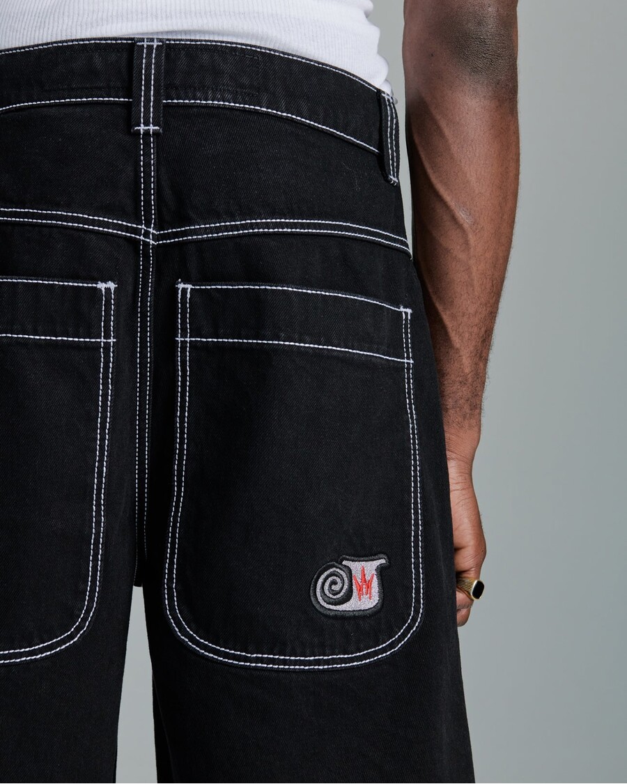 Jnco 101 Twin Cannon Shorts. 14" Inseam. Jet Black.
