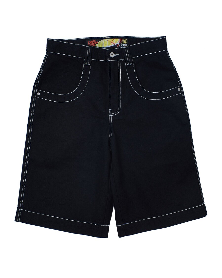 Jnco 101 Twin Cannon Shorts. 14" Inseam. Jet Black.