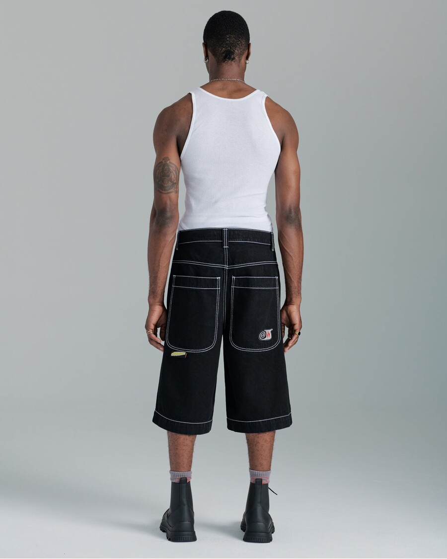 Jnco 101 Twin Cannon Shorts. 14" Inseam. Jet Black.