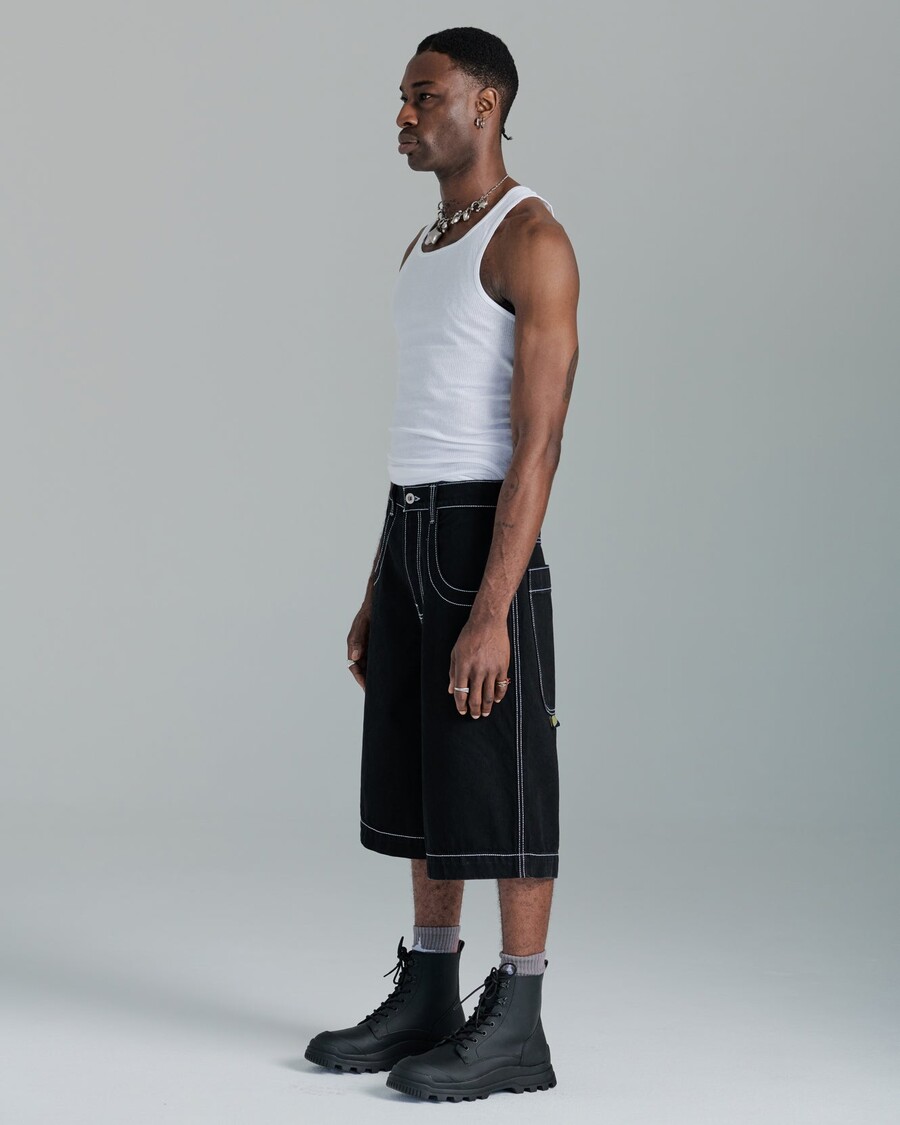 Jnco 101 Twin Cannon Shorts. 14" Inseam. Jet Black.