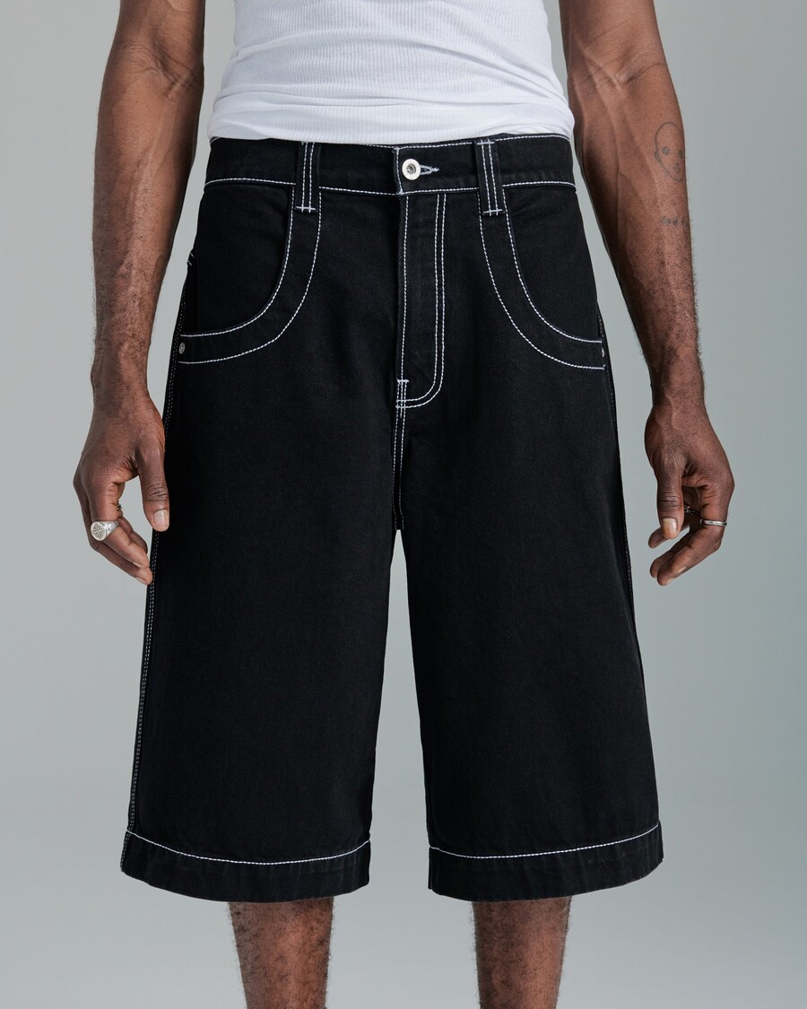 Jnco 101 Twin Cannon Shorts. 14" Inseam. Jet Black.