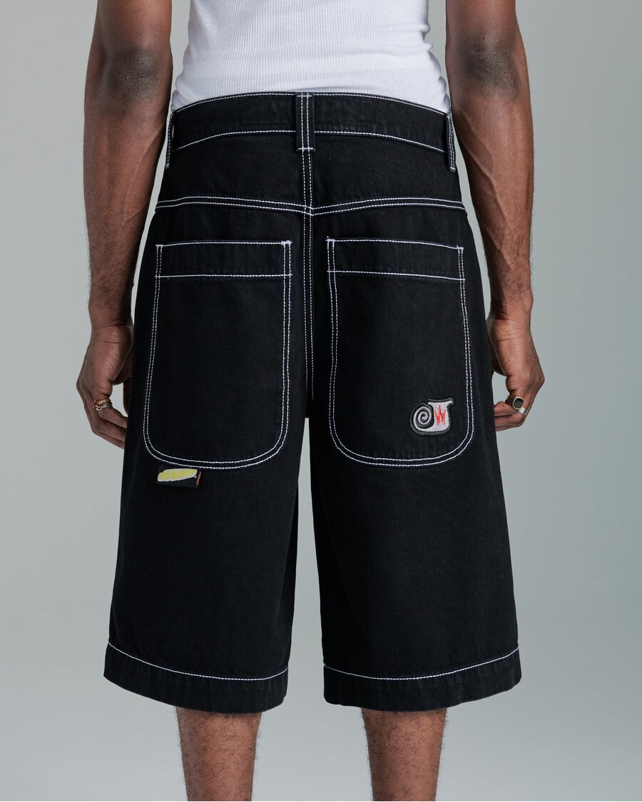 Jnco 101 Twin Cannon Shorts. 14" Inseam. Jet Black.