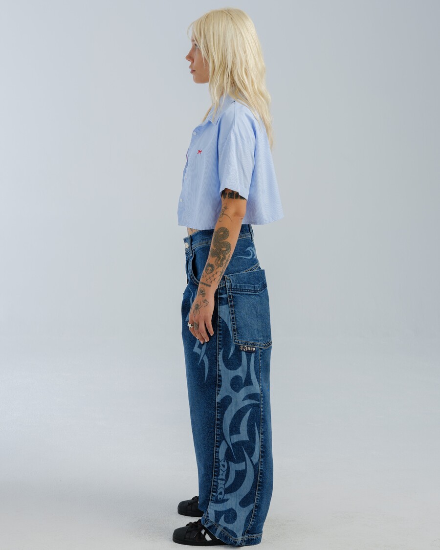 Jnco W High Roller. 21". Hand-Sand Dark Stone.