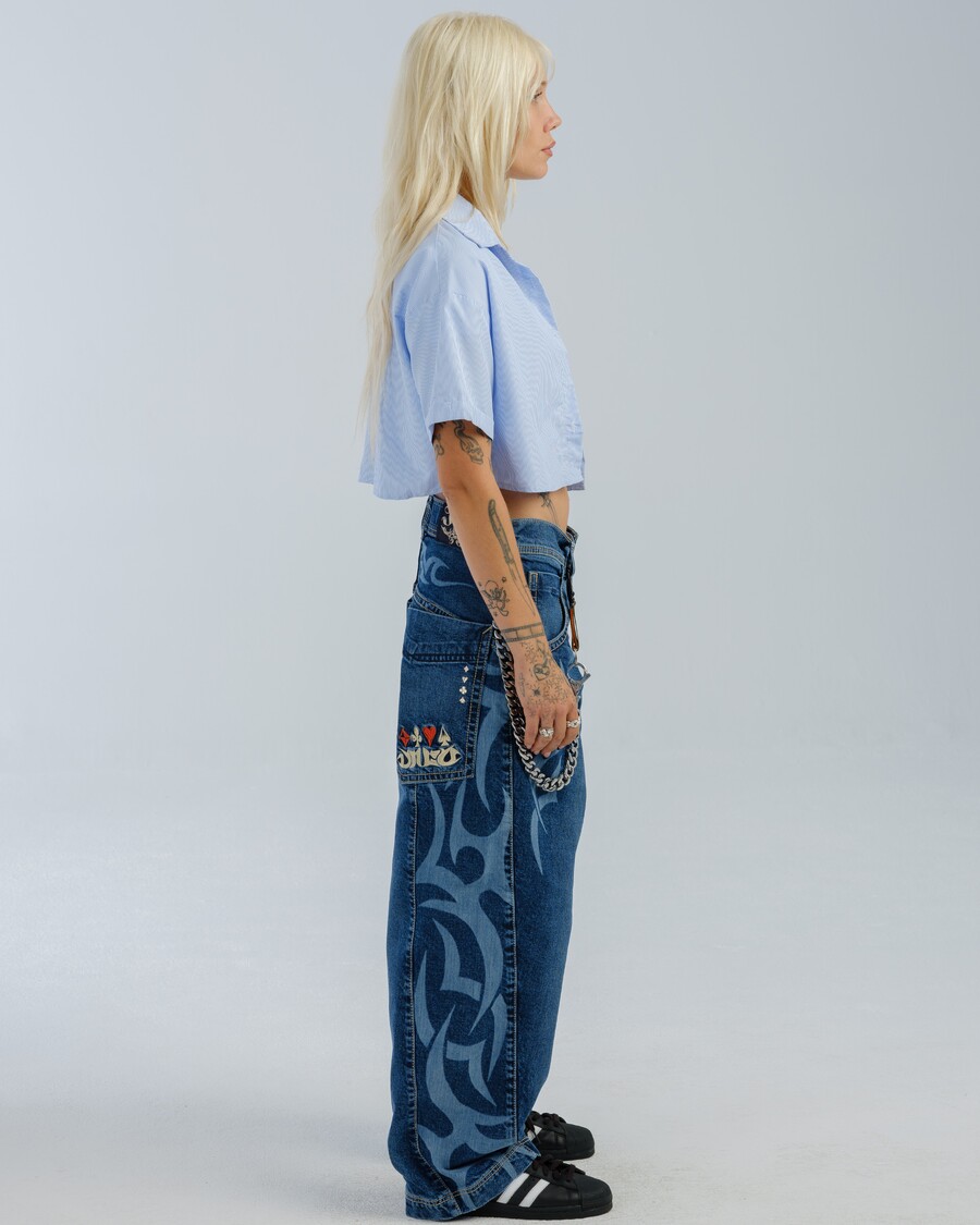 Jnco W High Roller. 21". Hand-Sand Dark Stone.